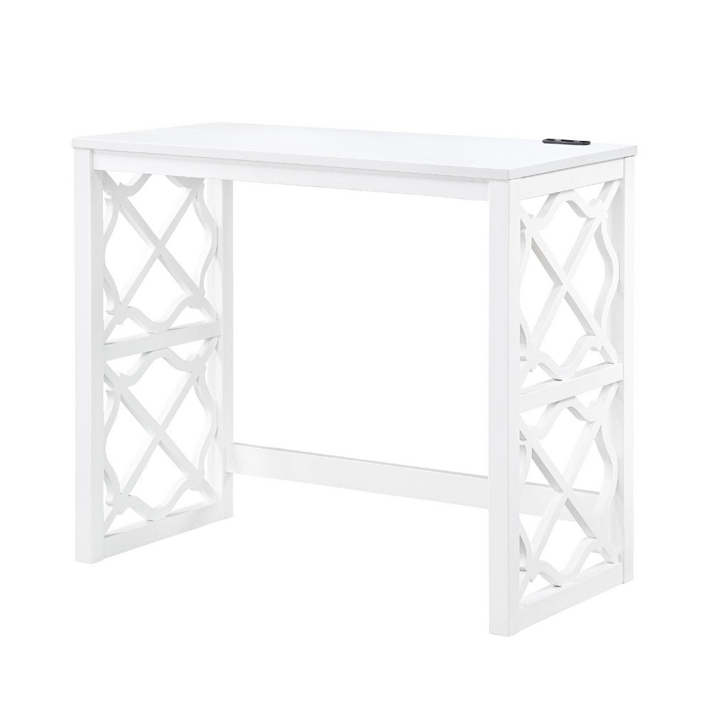 Syna 3 Piece Nesting Desk and Stool Set, White Wood, Gray Polyester -BM335968