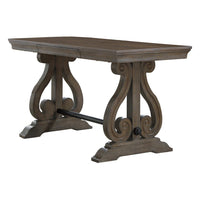 Luon Writing Desk, Traditional Classy Dark Oak Brown Veneer,  60 Inch -BM335969