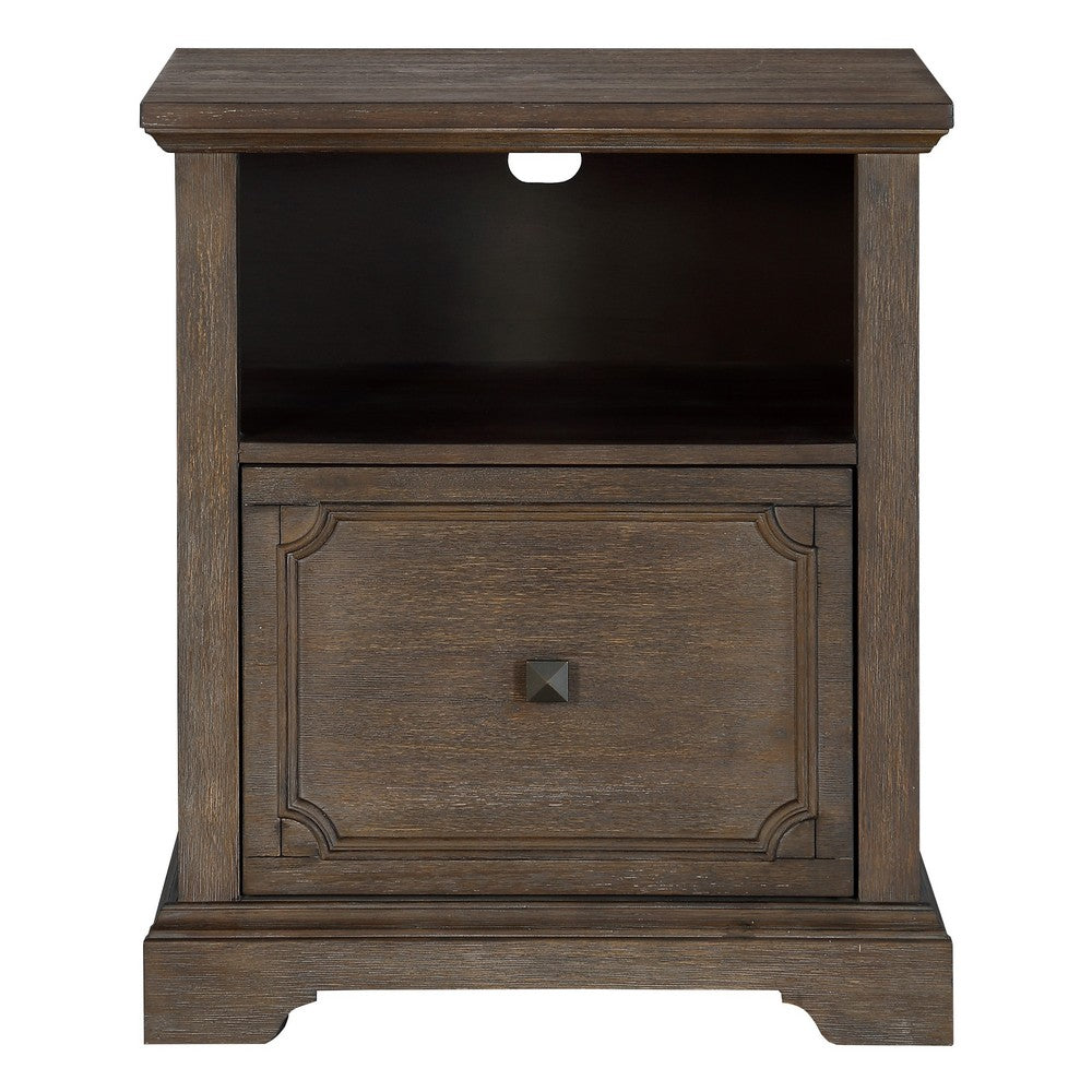 Luon File Cabinet, 1 Drawer, Dark Oak Brown Veneer, 24 Inch -BM335970