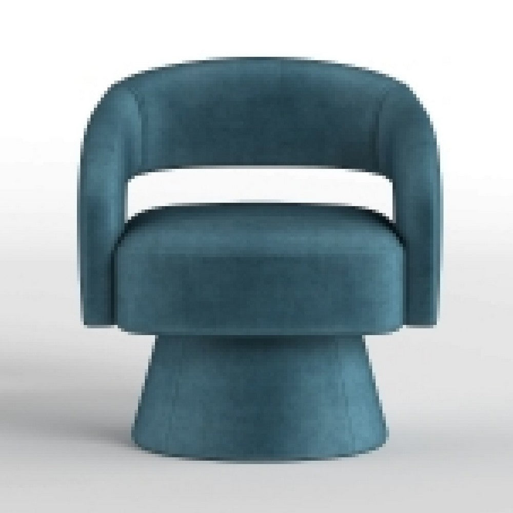 Lessa Swivel Accent Chair, Teal Blue, Round Base, Soft Foam Cushion -BM335971