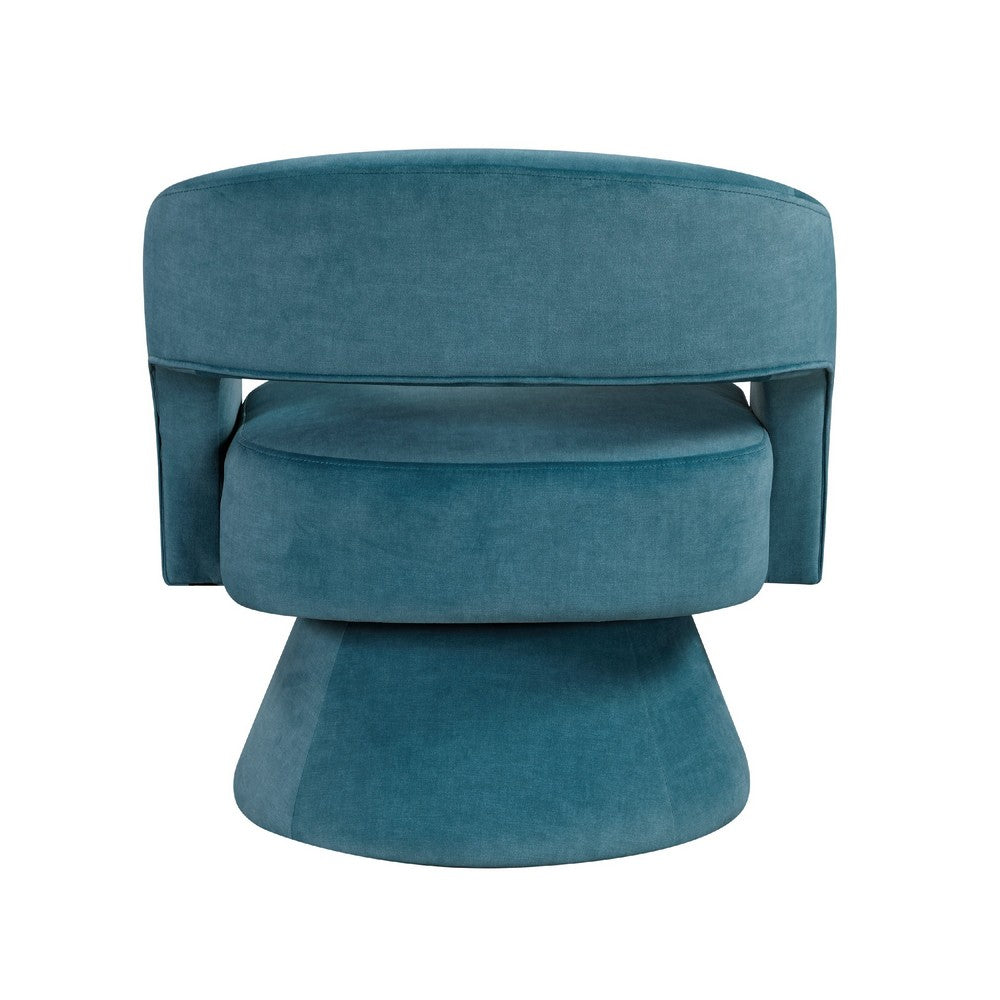 Lessa Swivel Accent Chair, Teal Blue, Round Base, Soft Foam Cushion -BM335971