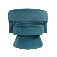 Lessa Swivel Accent Chair, Teal Blue, Round Base, Soft Foam Cushion -BM335971