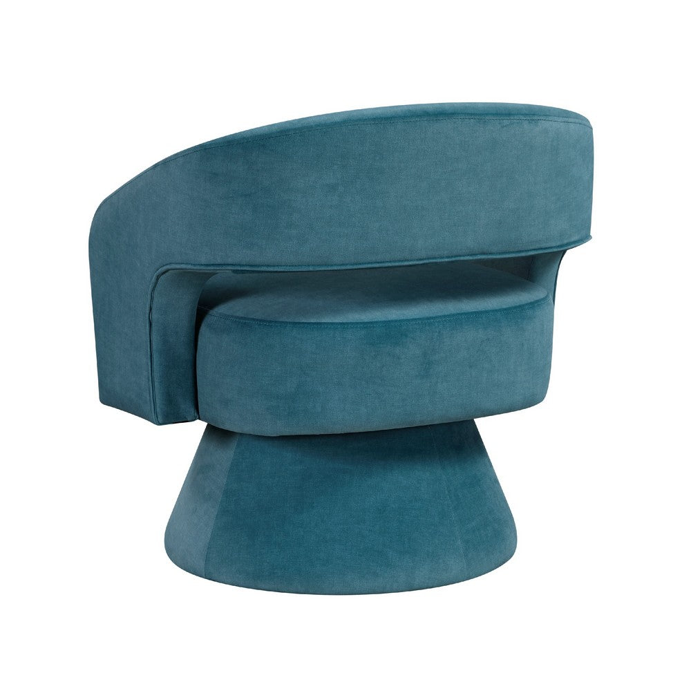 Lessa Swivel Accent Chair, Teal Blue, Round Base, Soft Foam Cushion -BM335971