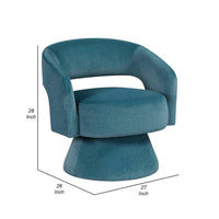 Lessa Swivel Accent Chair, Teal Blue, Round Base, Soft Foam Cushion -BM335971
