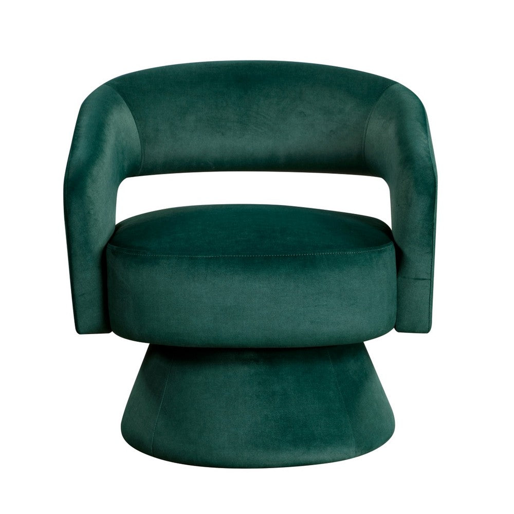 Lessa Swivel Accent Chair, Emrald Green, Round Base, Soft Foam Cushion -BM335972
