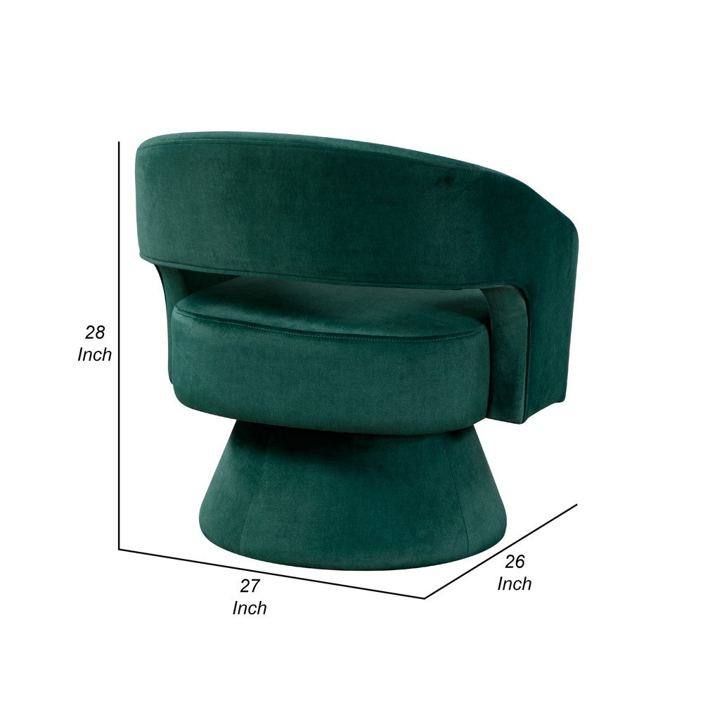 Lessa Swivel Accent Chair, Emrald Green, Round Base, Soft Foam Cushion -BM335972