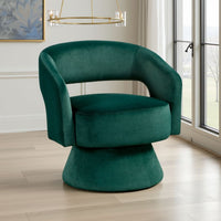 Lessa Swivel Accent Chair, Emrald Green, Round Base, Soft Foam Cushion -BM335972
