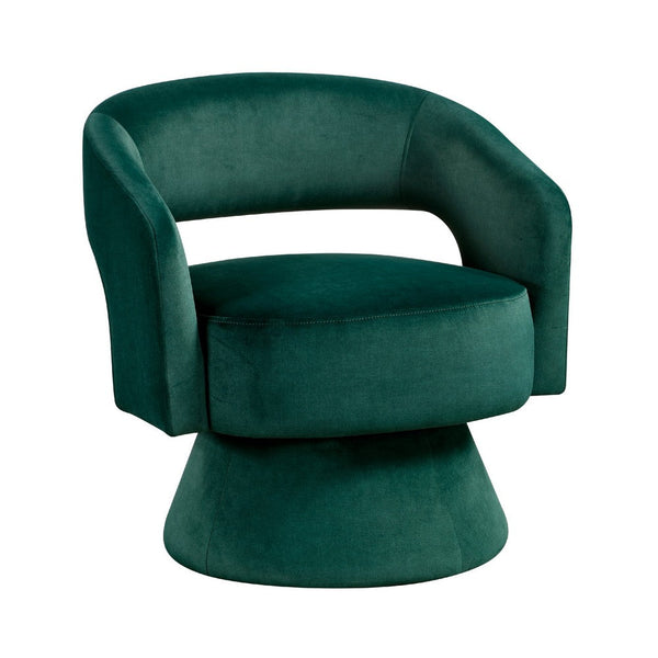 Lessa Swivel Accent Chair, Emrald Green, Round Base, Soft Foam Cushion -BM335972