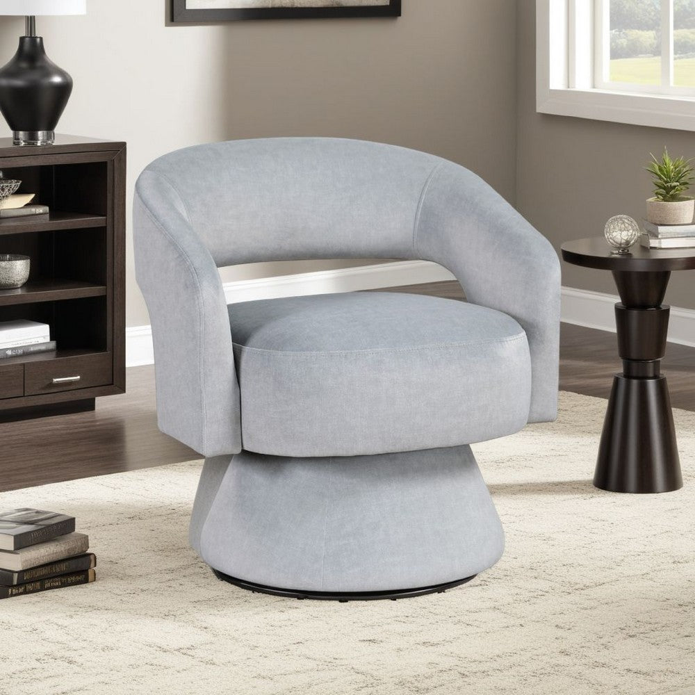 Lessa Swivel Accent Chair, Light Gray, Round Base, Soft Foam Cushion -BM335973