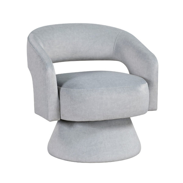 Lessa Swivel Accent Chair, Light Gray, Round Base, Soft Foam Cushion -BM335973