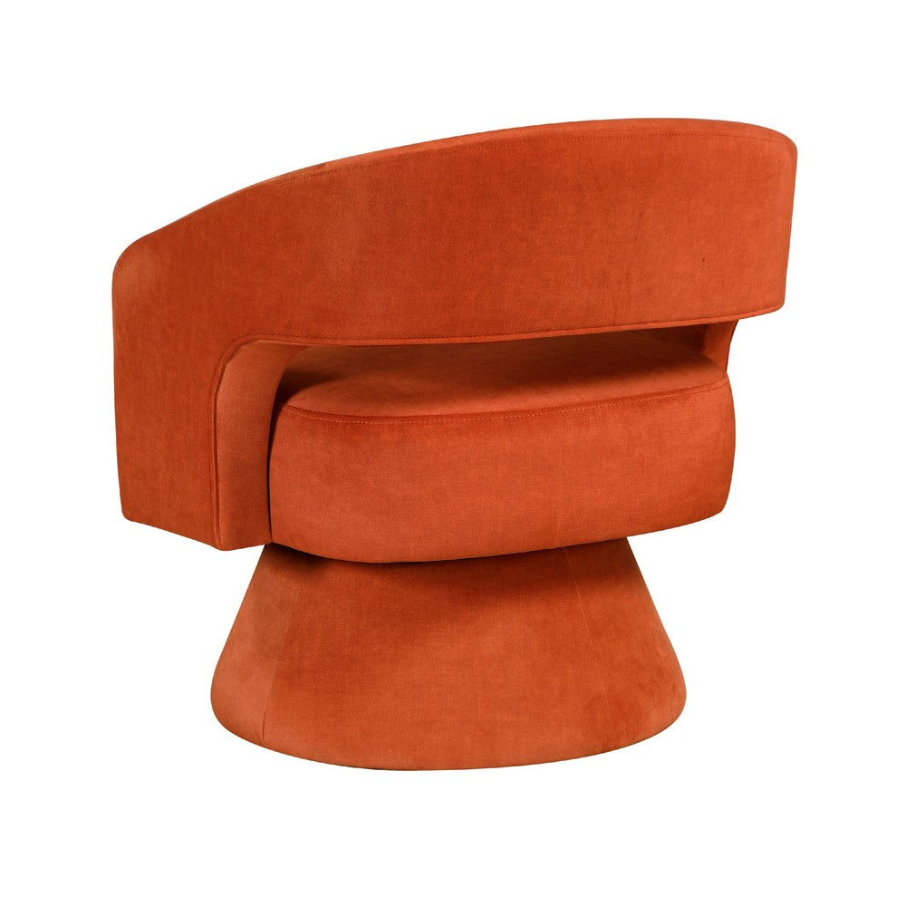 Lessa Swivel Accent Chair, Orange, Round Base, Soft Foam Cushion -BM335974