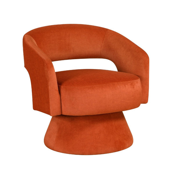 Lessa Swivel Accent Chair, Orange, Round Base, Soft Foam Cushion -BM335974