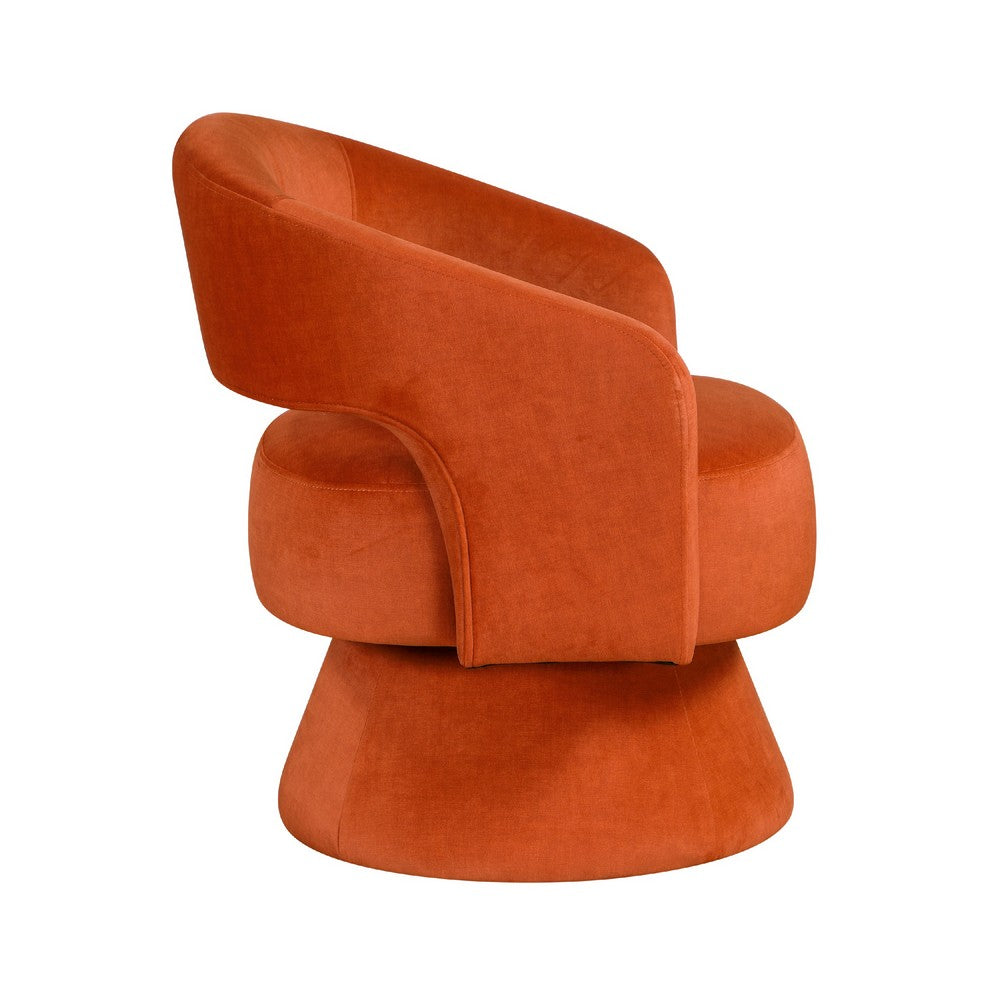 Lessa Swivel Accent Chair, Orange, Round Base, Soft Foam Cushion -BM335974