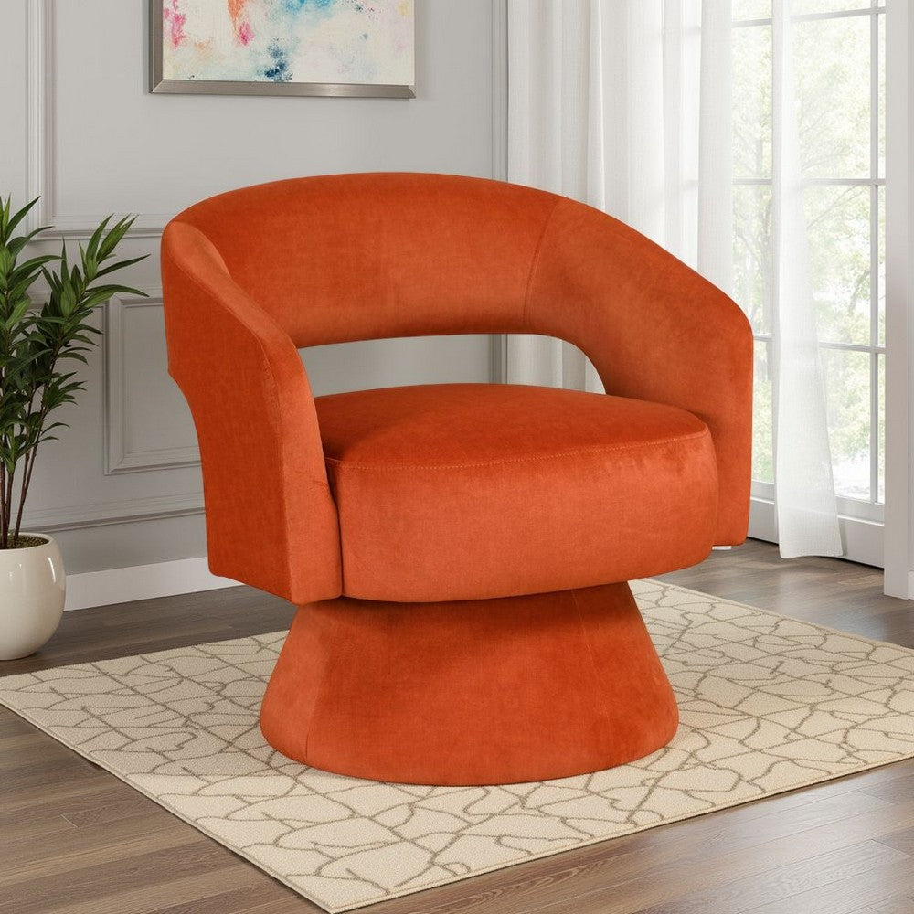 Lessa Swivel Accent Chair, Orange, Round Base, Soft Foam Cushion -BM335974