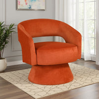 Lessa Swivel Accent Chair, Orange, Round Base, Soft Foam Cushion -BM335974
