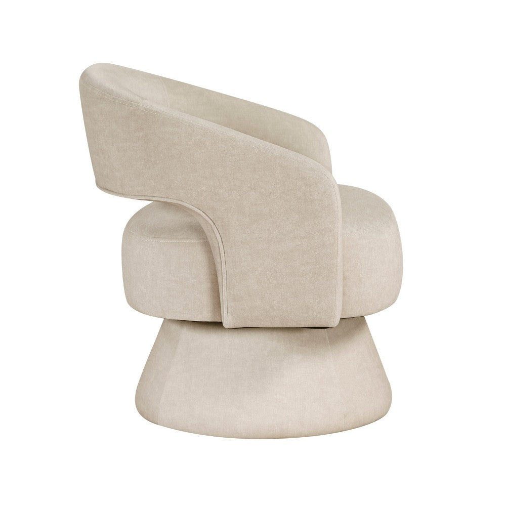 Lessa Swivel Accent Chair, Beige, Round Base, Soft Foam Cushion -BM335975