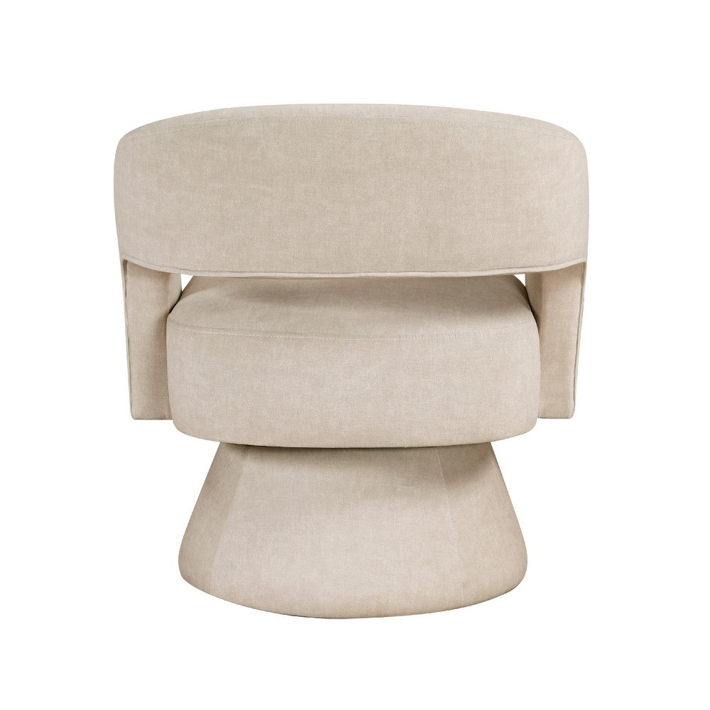 Lessa Swivel Accent Chair, Beige, Round Base, Soft Foam Cushion -BM335975