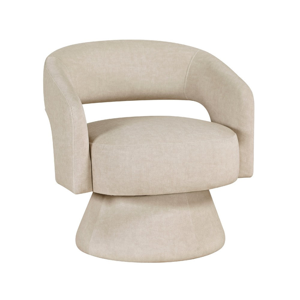 Lessa Swivel Accent Chair, Beige, Round Base, Soft Foam Cushion -BM335975