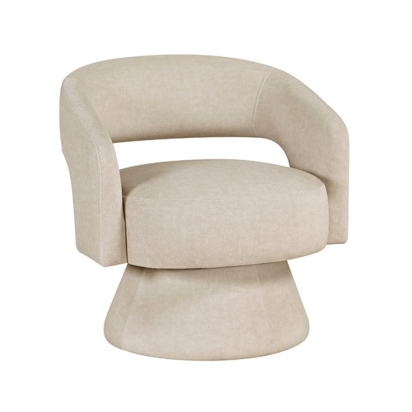 Lessa Swivel Accent Chair, Beige, Round Base, Soft Foam Cushion -BM335975