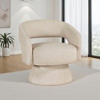 Lessa Swivel Accent Chair, Beige, Round Base, Soft Foam Cushion -BM335975