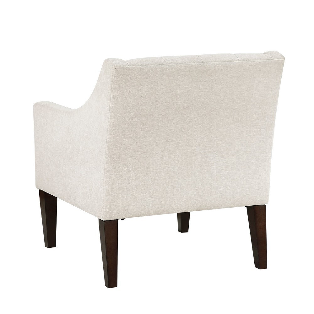Ginna Accent Armchair, Button Tufted Beige Polyester, Brown Legs -BM335976