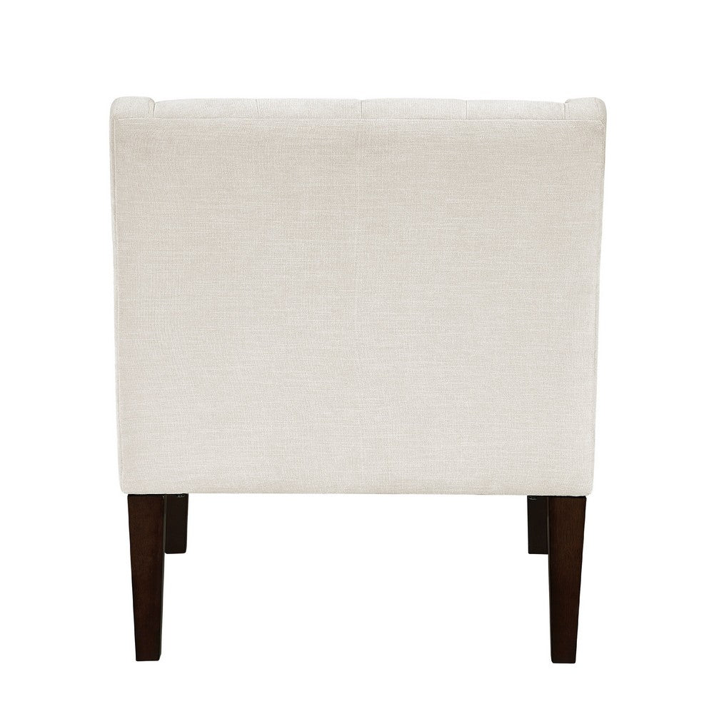 Ginna Accent Armchair, Button Tufted Beige Polyester, Brown Legs -BM335976