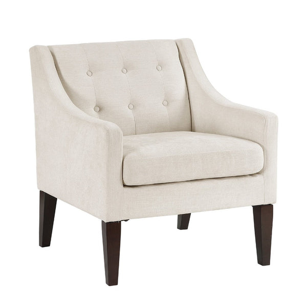 Ginna Accent Armchair, Button Tufted Beige Polyester, Brown Legs -BM335976