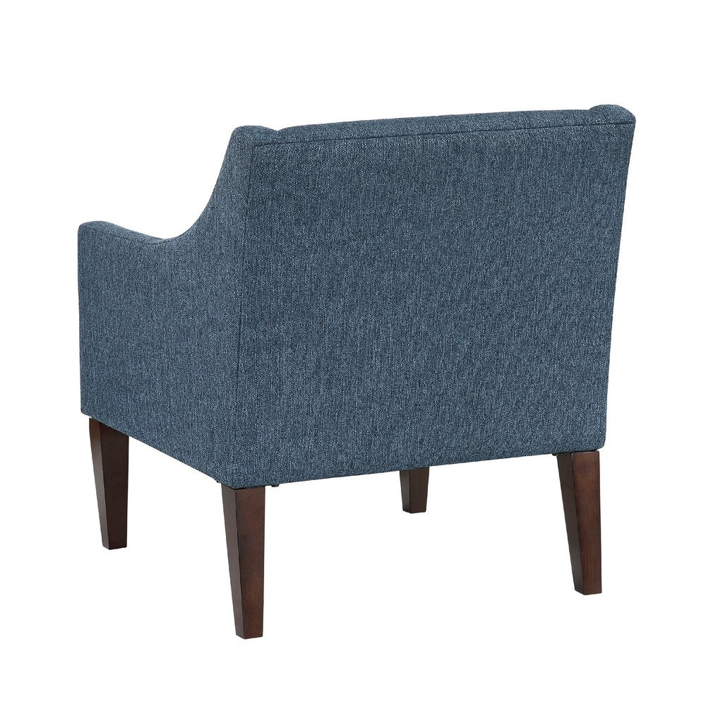 Ginna Accent Armchair, Button Tufted Blue Polyester, Brown Legs -BM335977