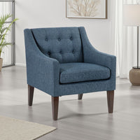 Ginna Accent Armchair, Button Tufted Blue Polyester, Brown Legs -BM335977
