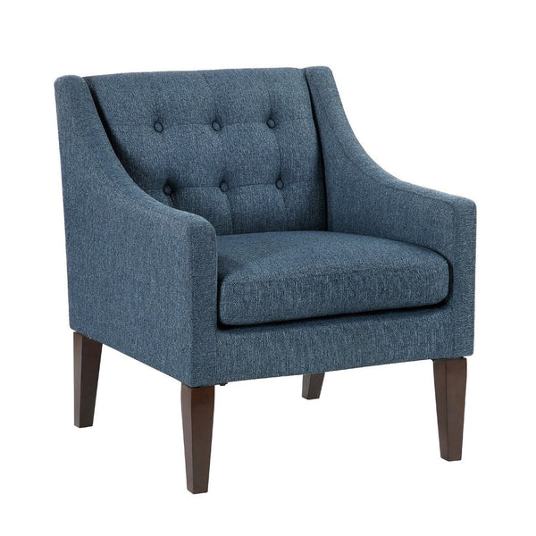 Ginna Accent Armchair, Button Tufted Blue Polyester, Brown Legs -BM335977