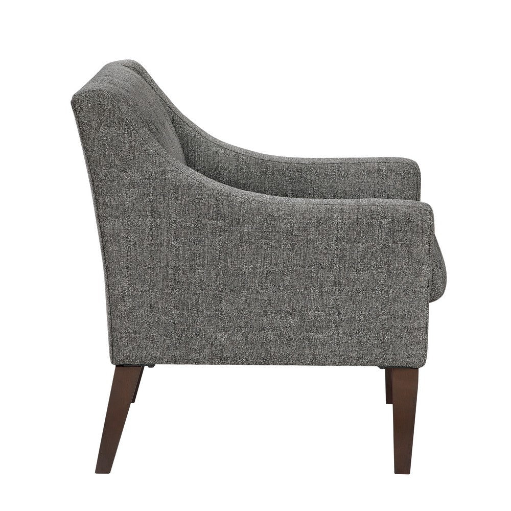 Ginna Accent Armchair, Button Tufted Dark Gray Polyester, Brown Legs -BM335978