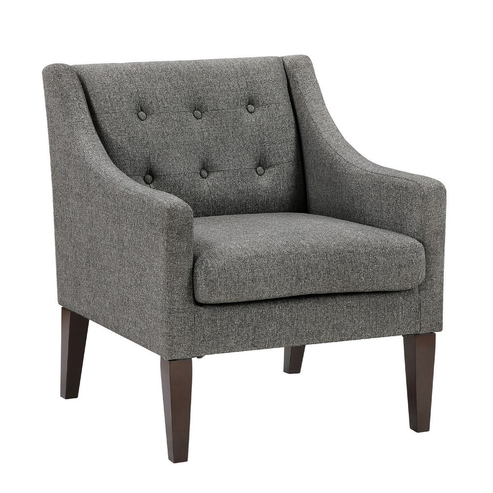 Ginna Accent Armchair, Button Tufted Dark Gray Polyester, Brown Legs -BM335978