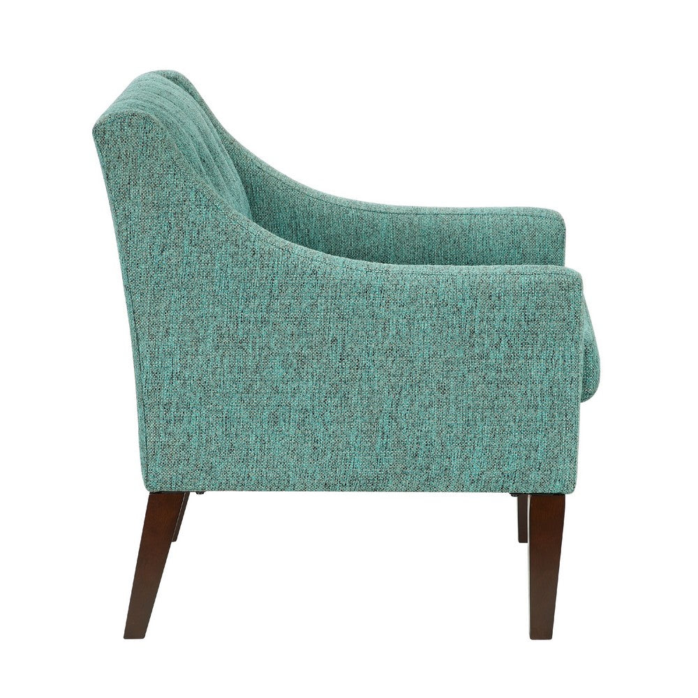 Ginna Accent Armchair, Button Tufted Sea Green Polyester, Brown Legs -BM335979