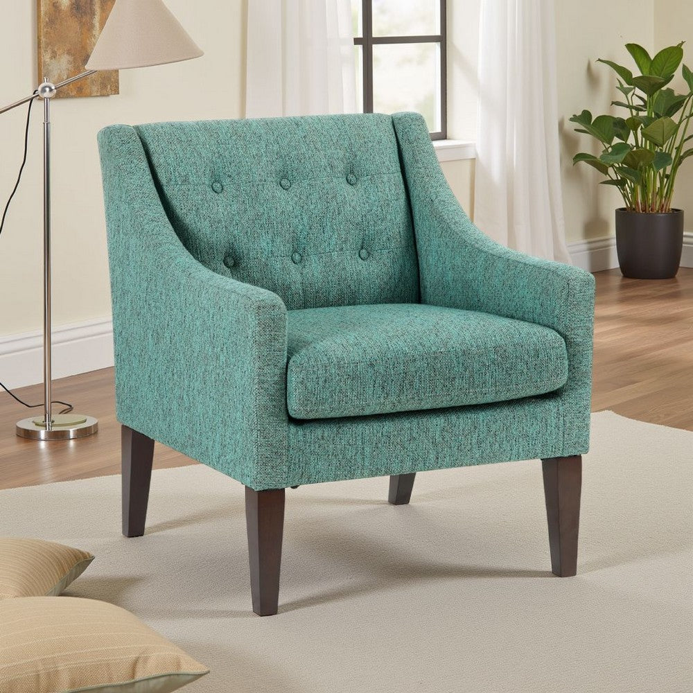 Ginna Accent Armchair, Button Tufted Sea Green Polyester, Brown Legs -BM335979