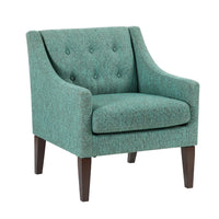 Ginna Accent Armchair, Button Tufted Sea Green Polyester, Brown Legs -BM335979