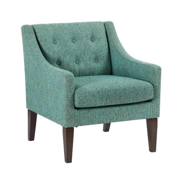 Ginna Accent Armchair, Button Tufted Sea Green Polyester, Brown Legs -BM335979