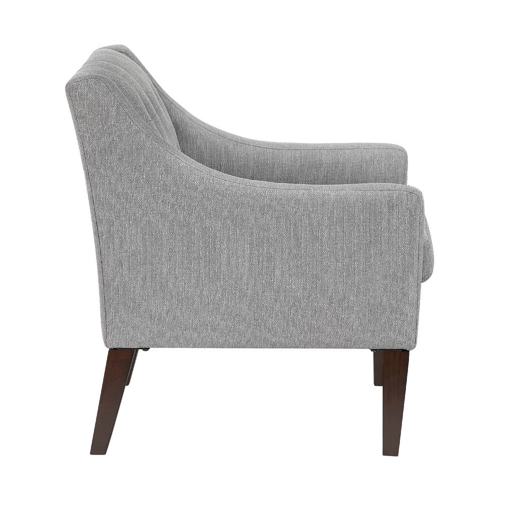 Ginna Accent Armchair, Button Tufted Light Gray Polyester, Brown Legs -BM335980