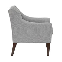 Ginna Accent Armchair, Button Tufted Light Gray Polyester, Brown Legs -BM335980