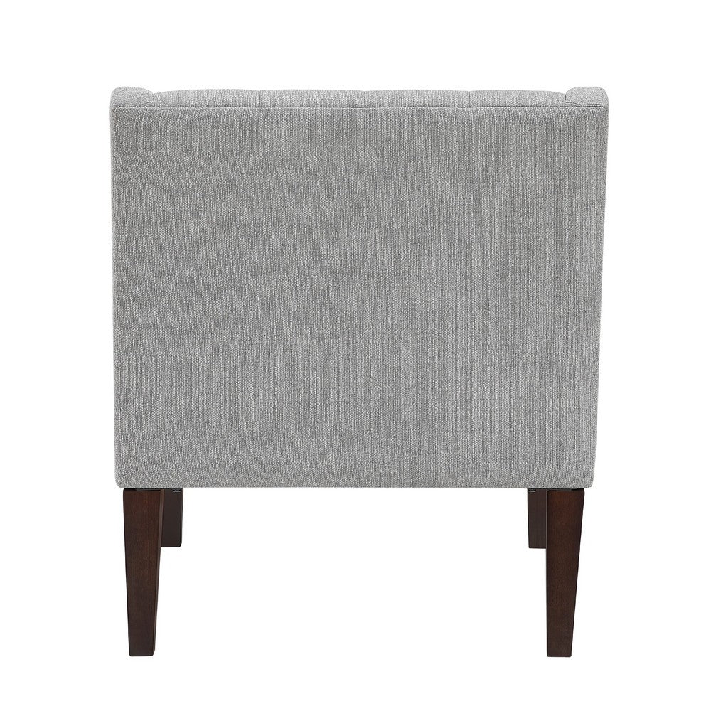 Ginna Accent Armchair, Button Tufted Light Gray Polyester, Brown Legs -BM335980