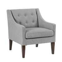 Ginna Accent Armchair, Button Tufted Light Gray Polyester, Brown Legs -BM335980