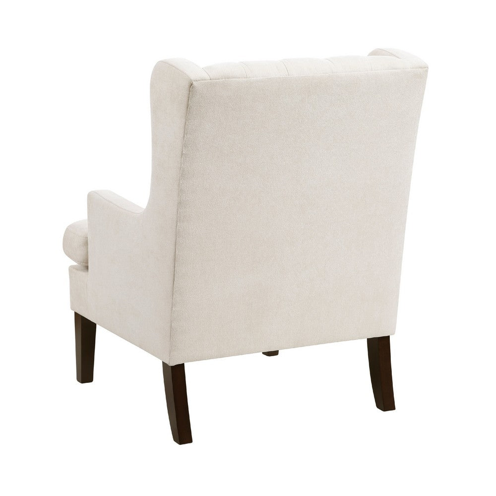 Hosanna Accent Wing Armchair, Button Tufted Beige Polyester, Brown -BM335984