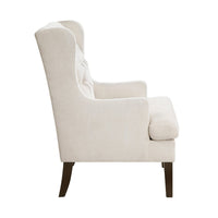 Hosanna Accent Wing Armchair, Button Tufted Beige Polyester, Brown -BM335984
