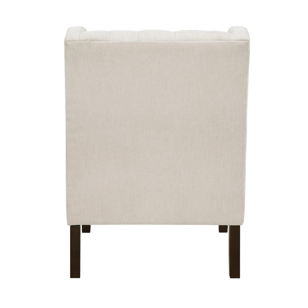 Hosanna Accent Wing Armchair, Button Tufted Beige Polyester, Brown -BM335984