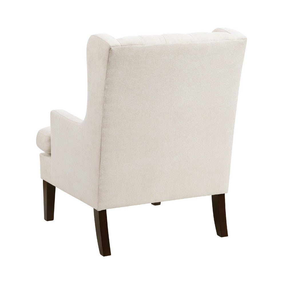 Hosanna Accent Wing Armchair, Button Tufted Beige Polyester, Brown -BM335984