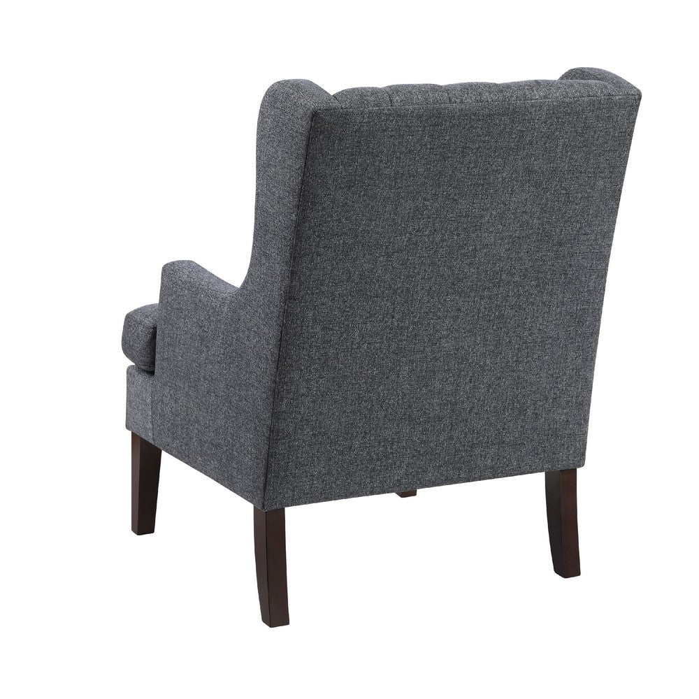 Hosanna Accent Wing Armchair, Button Tufted Charcoal Gray, Brown -BM335986