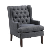 Hosanna Accent Wing Armchair, Button Tufted Charcoal Gray, Brown -BM335986