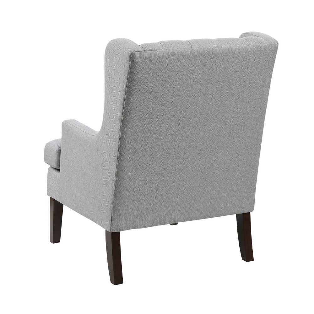 Hosanna Accent Wing Armchair, Button Tufted Light Gray Polyester -BM335987