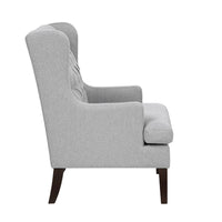 Hosanna Accent Wing Armchair, Button Tufted Light Gray Polyester -BM335987