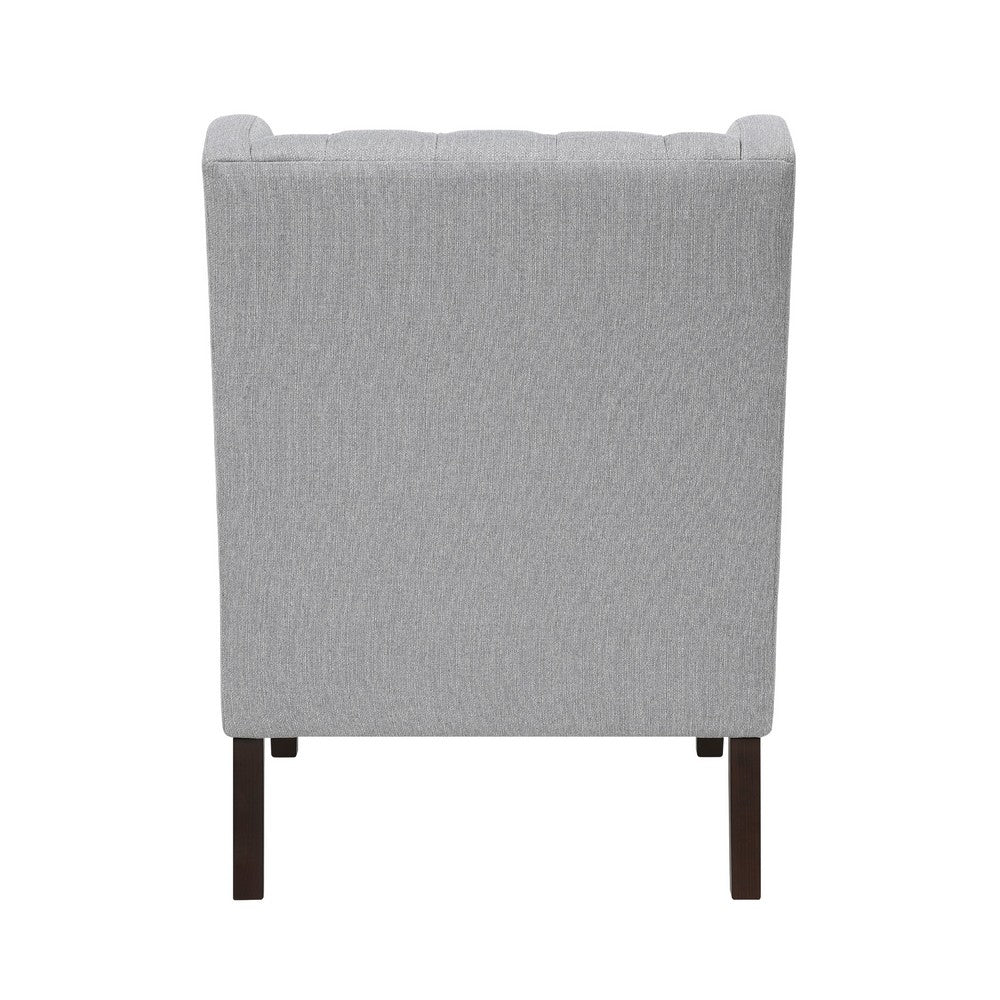 Hosanna Accent Wing Armchair, Button Tufted Light Gray Polyester -BM335987