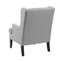 Hosanna Accent Wing Armchair, Button Tufted Light Gray Polyester -BM335987